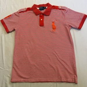 Striped Big Pony Ralph Lauren Polo XL White Orange